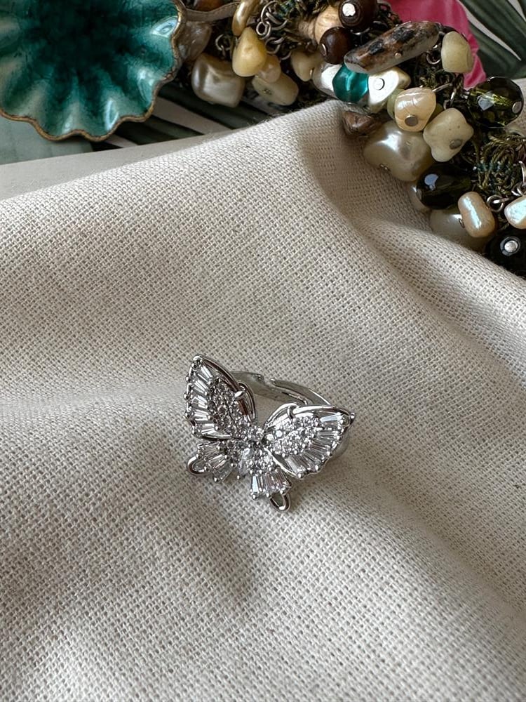 Ayarlanabilir Silver Kelebek Yüzük