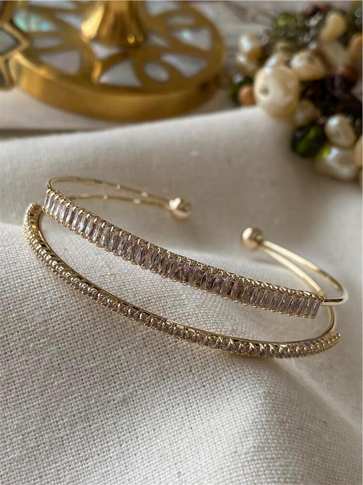 Baget Taş Detaylı Çift Sıra Açık Kelepçe