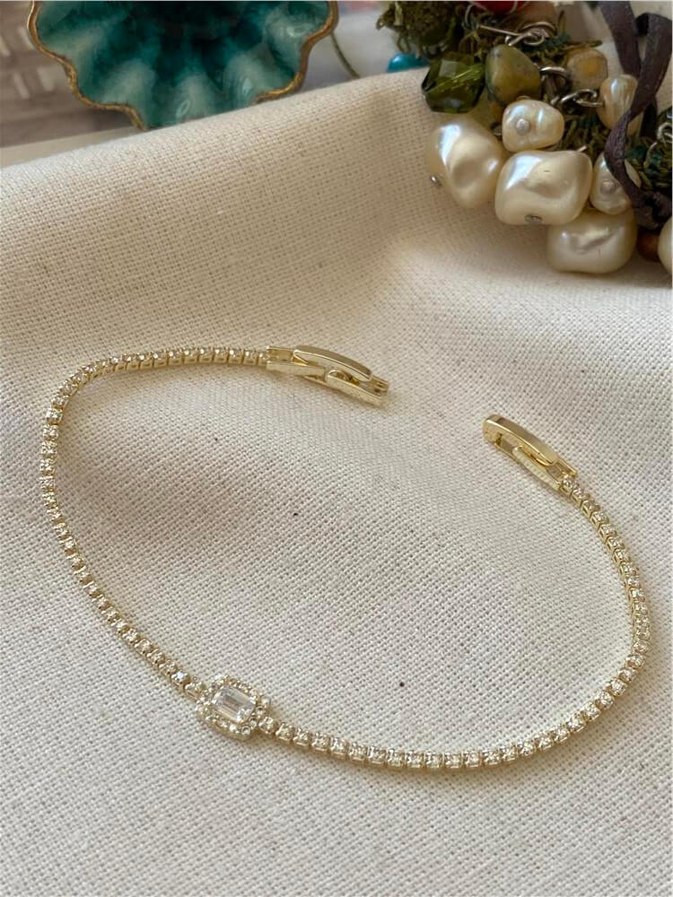 Baget Taş Detaylı İnce Suyolu Bileklik