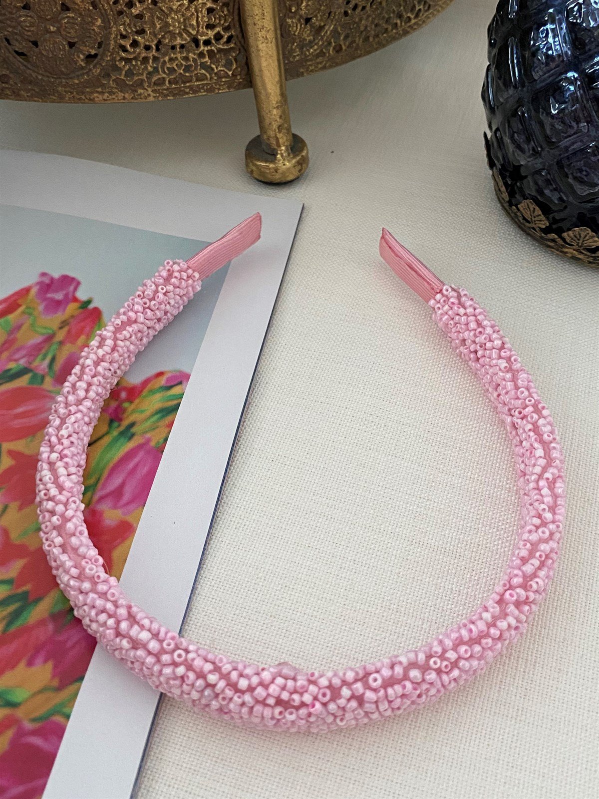 Boncuklu Pembe Taç