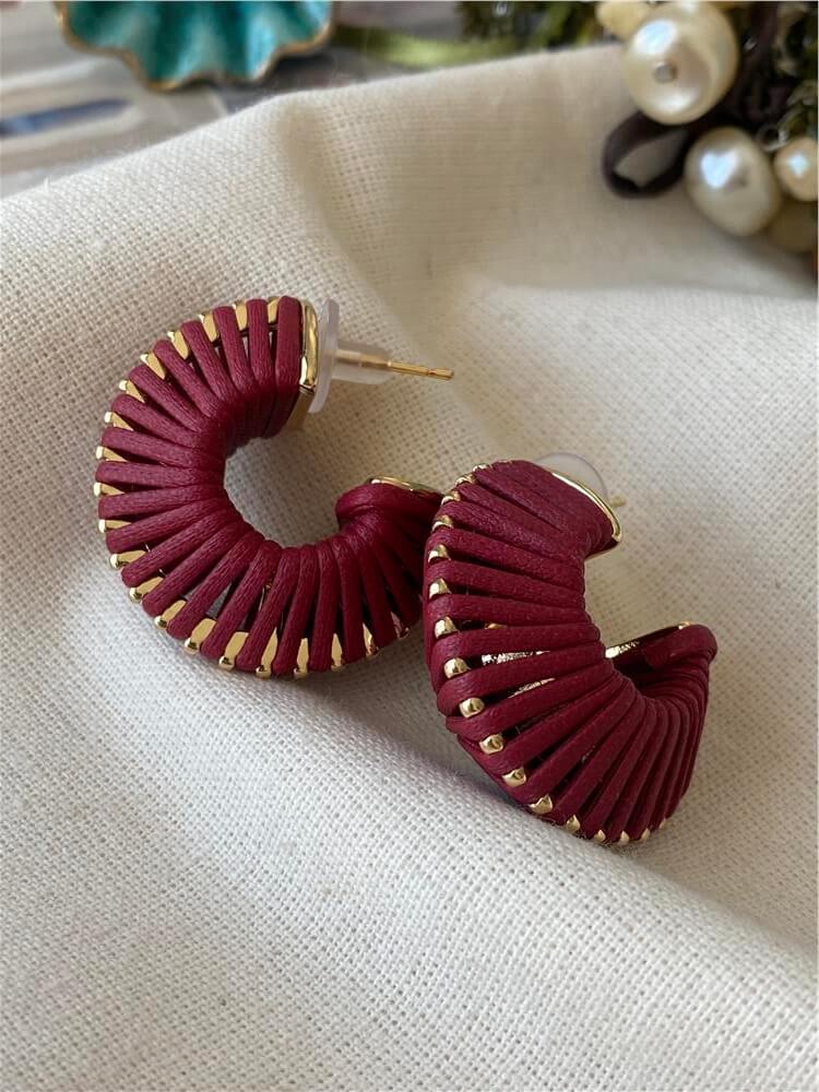 Bordo Örme C Model Küpe