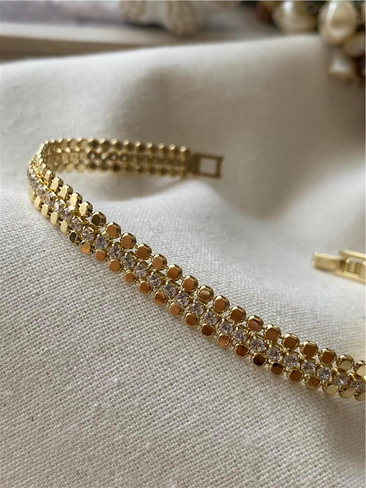 Çelik 14K Suyolu Detaylı Ezme Bileklik