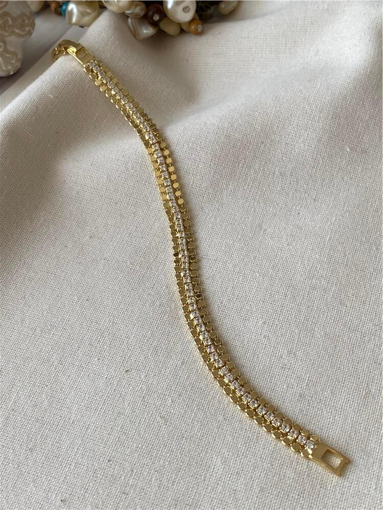 Çelik 14K Suyolu Detaylı Ezme Bileklik