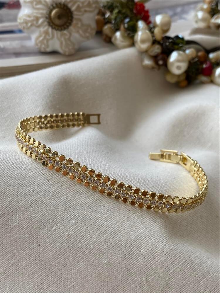 Çelik 14K Suyolu Detaylı Ezme Bileklik