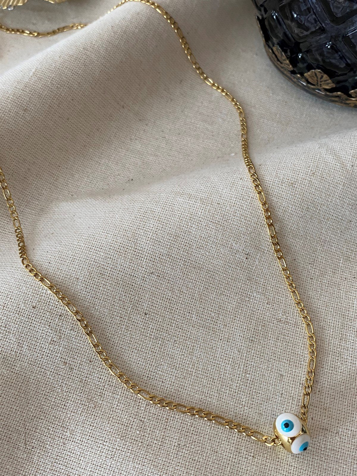 Çelik 60 cm Boncuklu Kolye