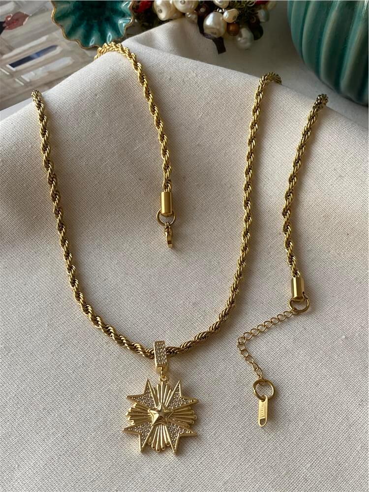 Çelik 60 cm Tasarım Yıldız Kolye