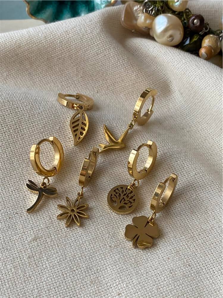 Çelik Altılı Nature Küpe Seti