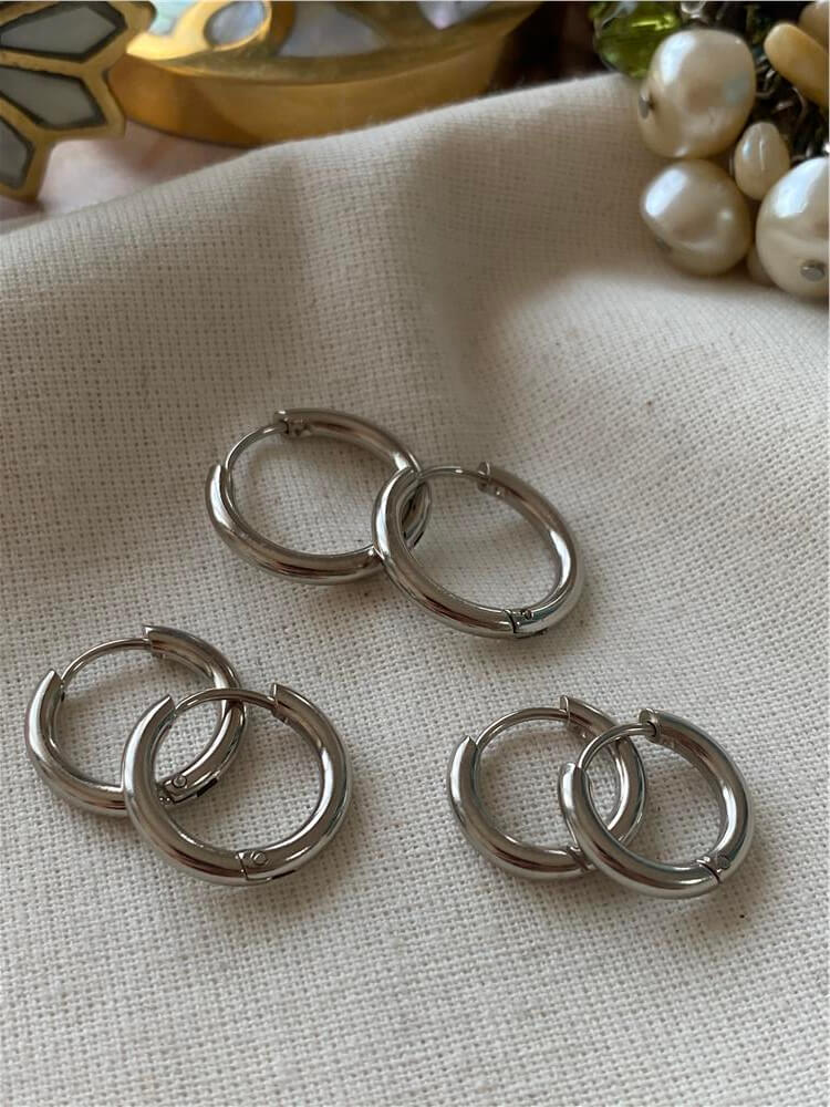 Çelik Altılı Silver Halka Küpe 