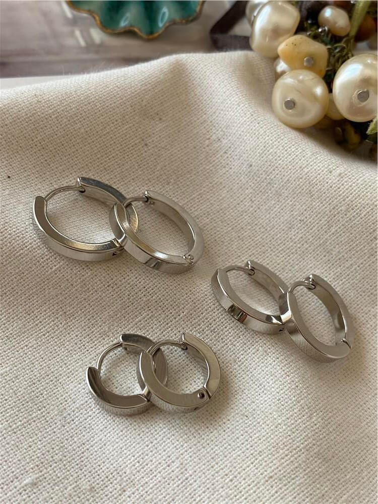 Çelik Altılı Silver Küt Halka Küpe