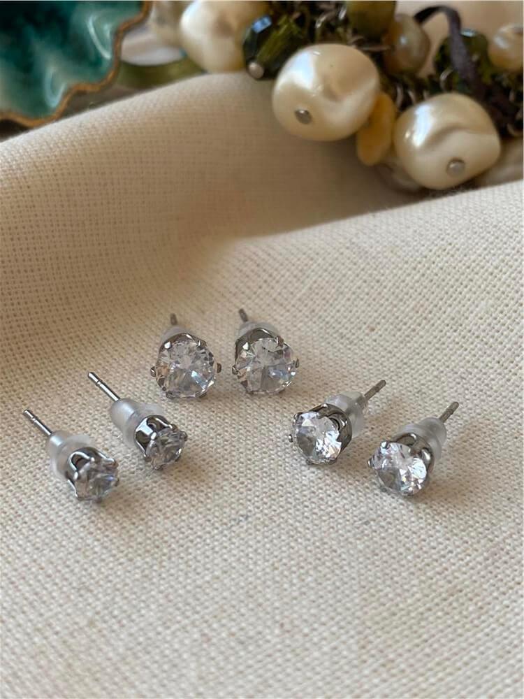 Çelik Altılı Silver Tektaş Küpe