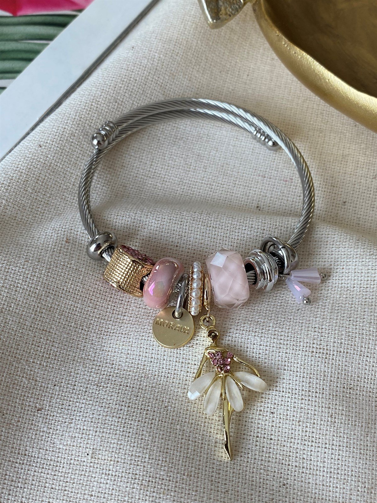 Çelik Balerin Charmlı Bileklik