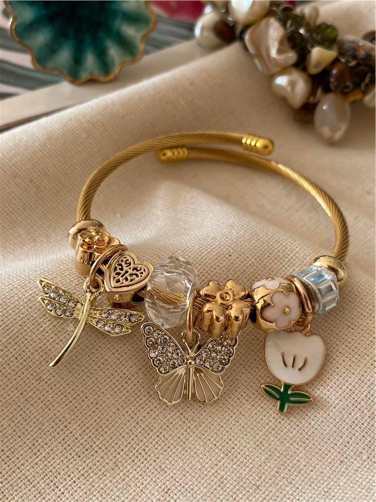 Çelik Beyaz Lale Charm Bileklik