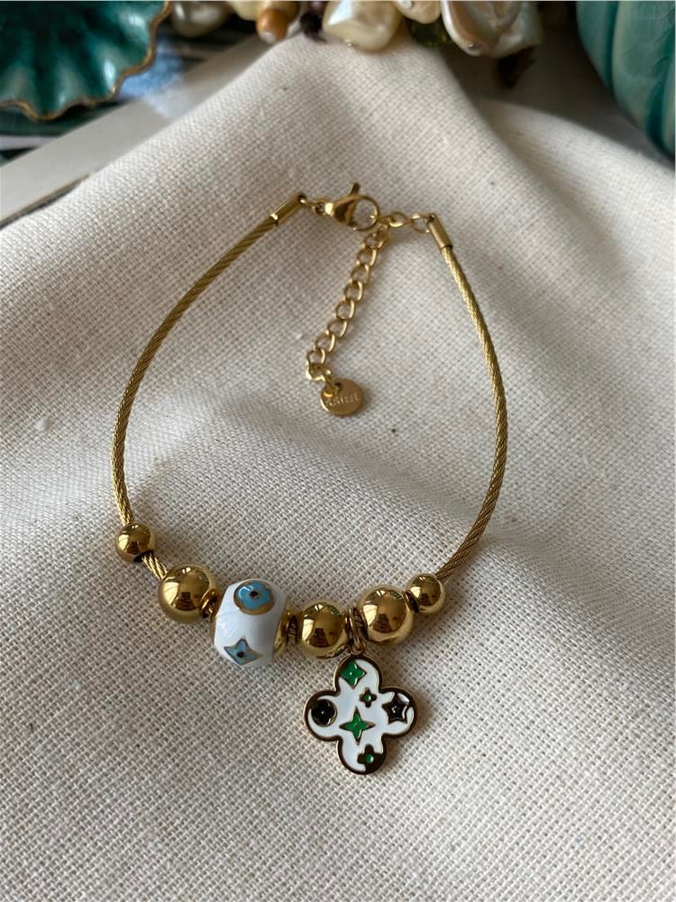 Çelik Beyaz LV Charmlı Bileklik