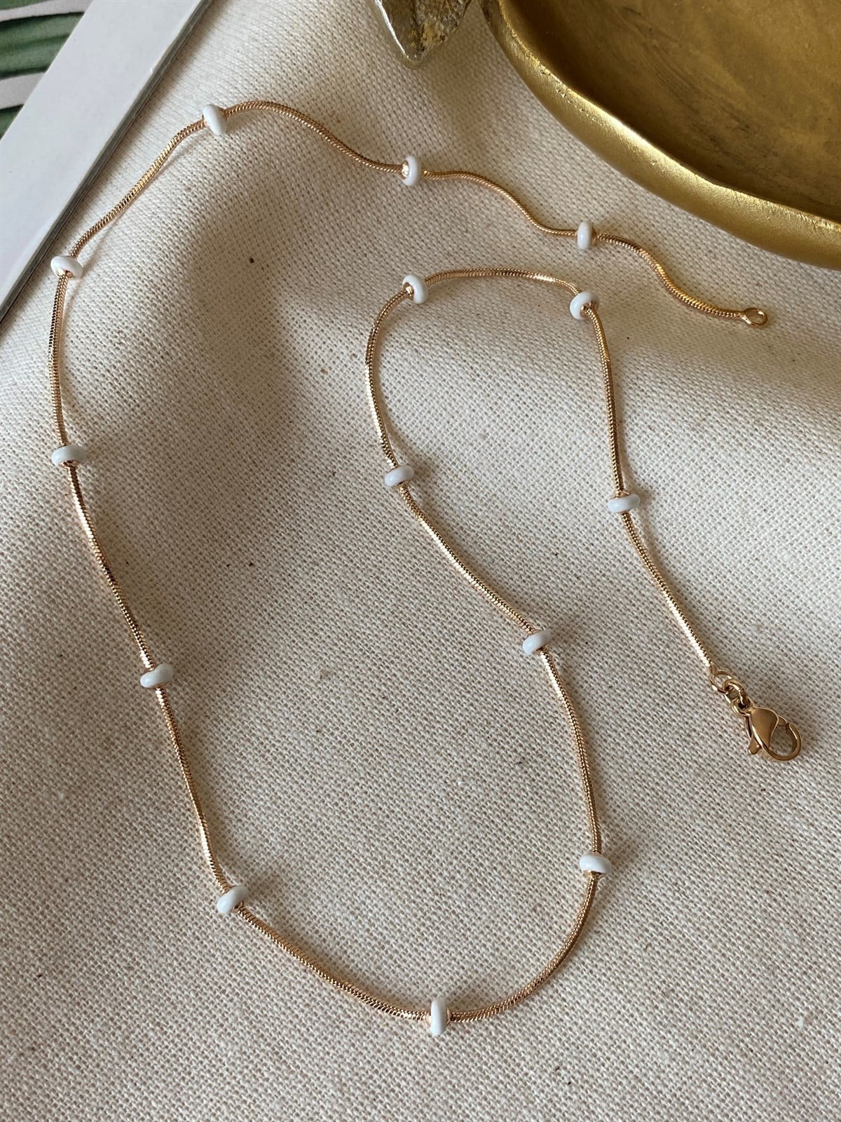 Çelik Beyaz Minelli Kolye