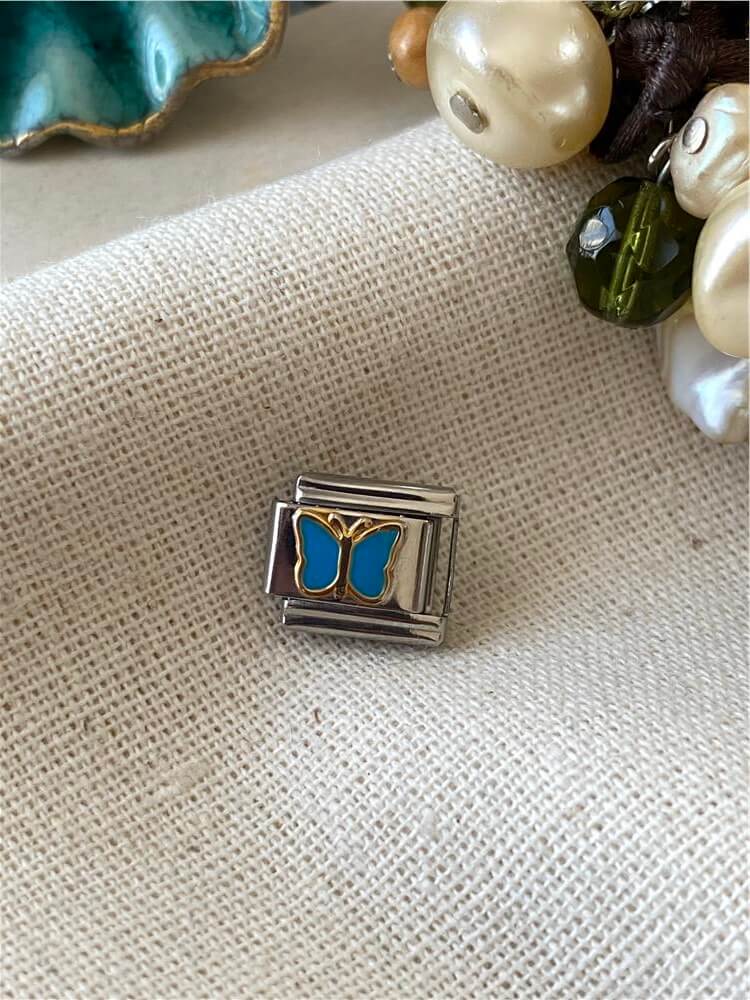 Çelik Blue Butterfly İtalyan Charm