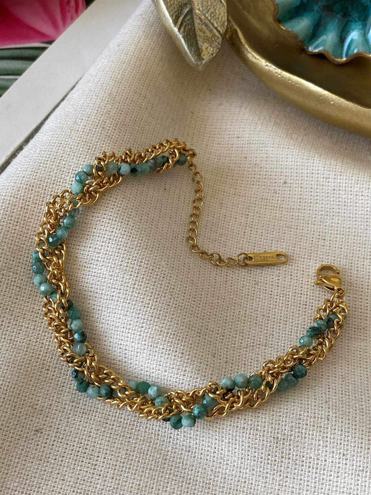 Çelik Boncuklu Örme Bileklik 