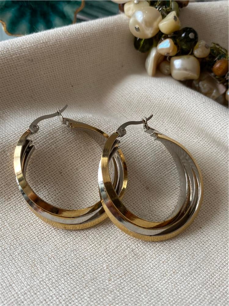 Çelik Büyük Trinity Küpe