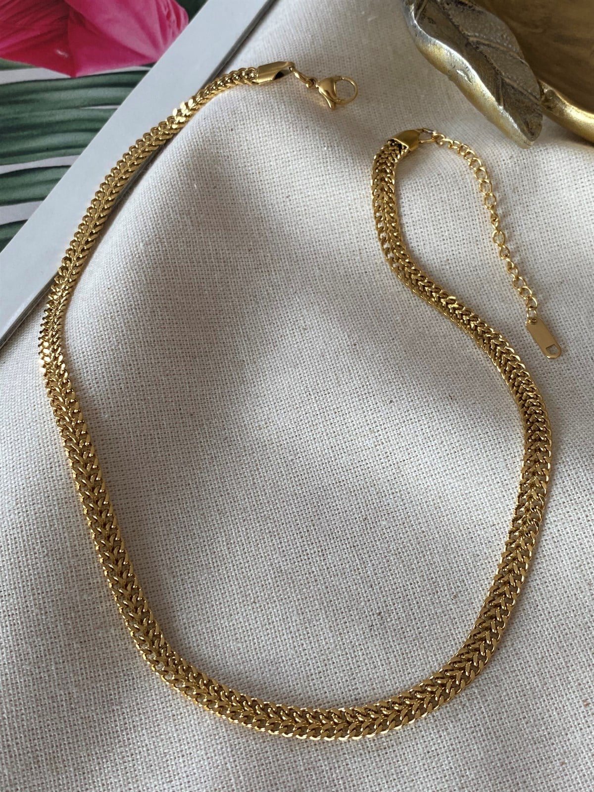 Çelik Çift Örme Zincir Kolye