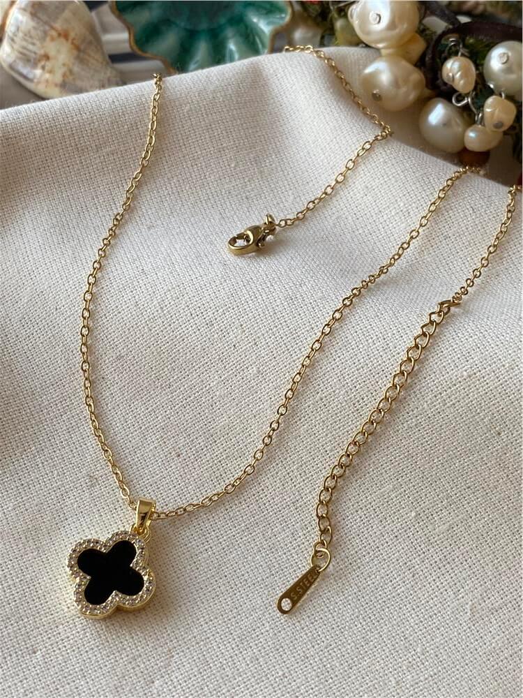 Çelik Çift Sallantılı Black Cleef Kolye