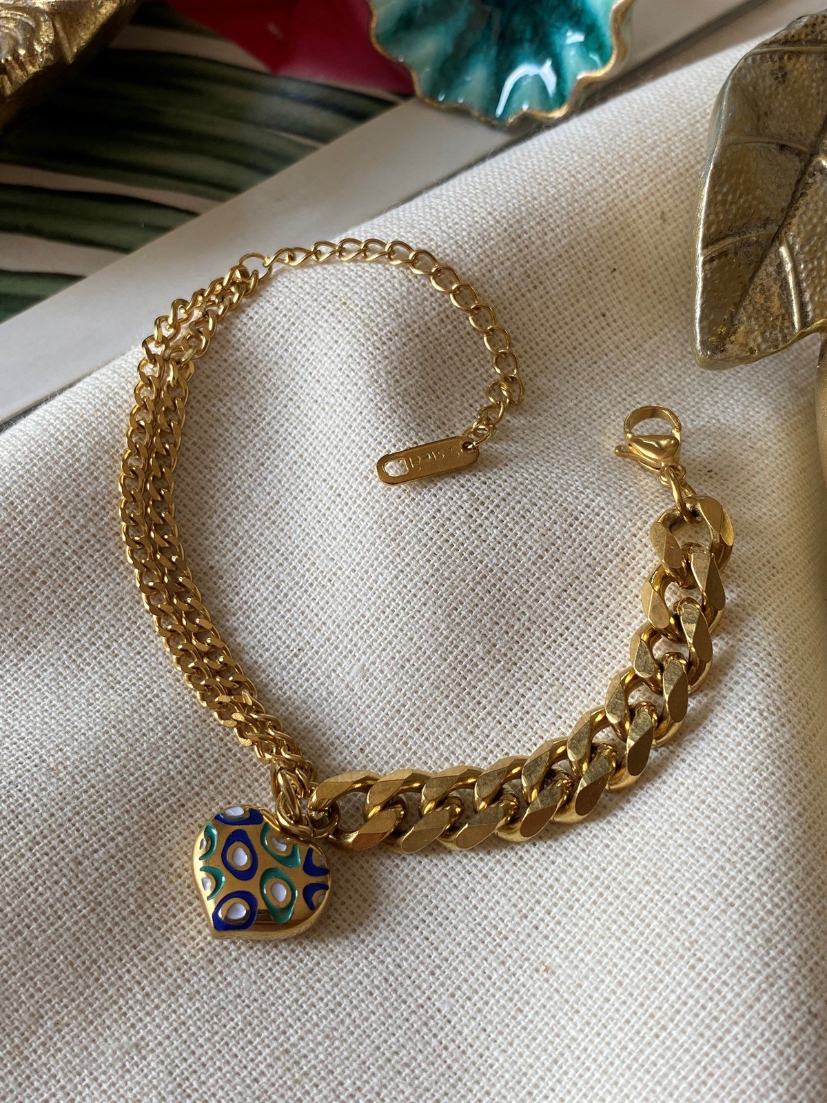 Çelik Çift Zincirli Bombe Bileklik