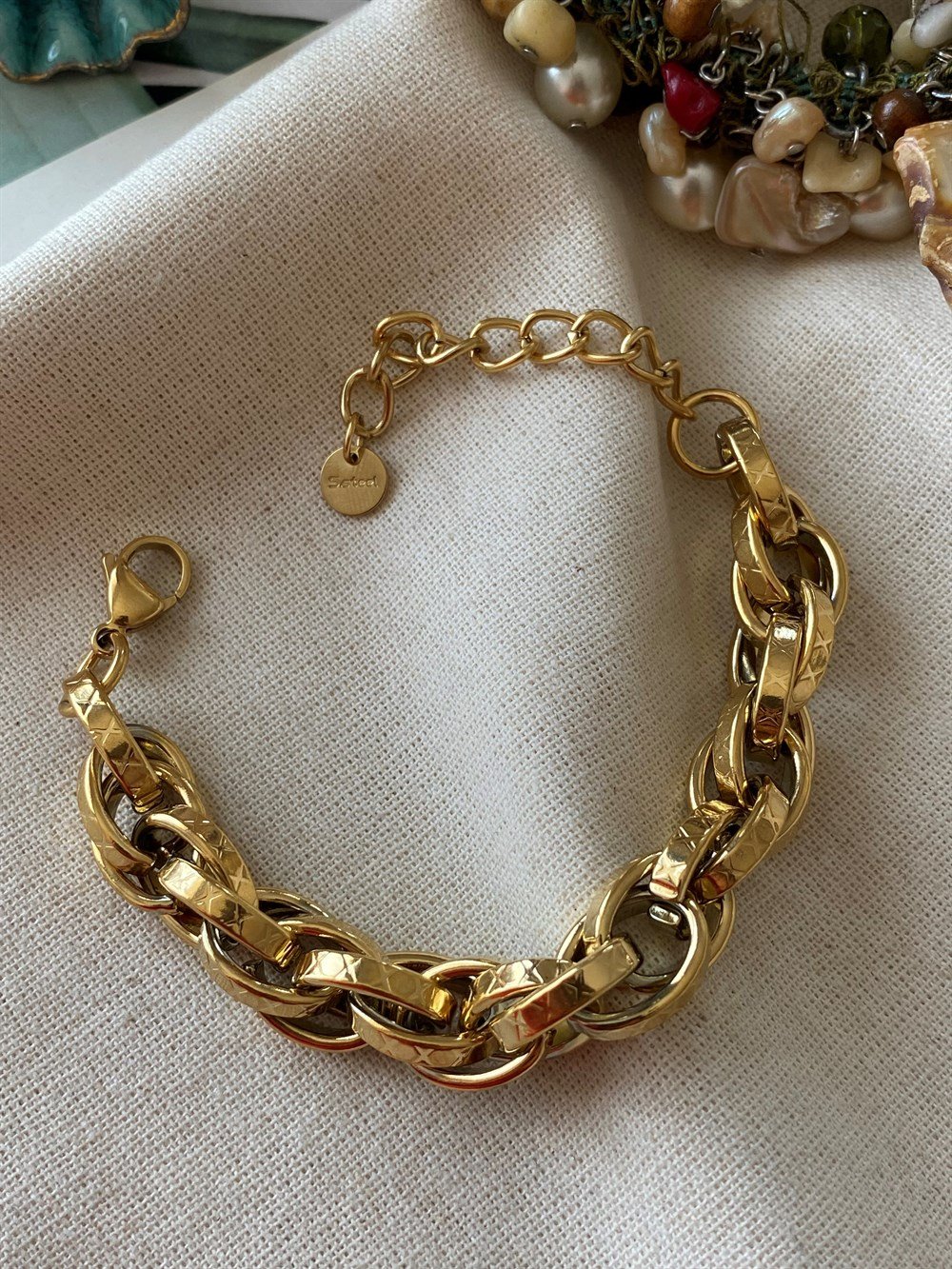 Çelik Cross Geçmeli Bileklik