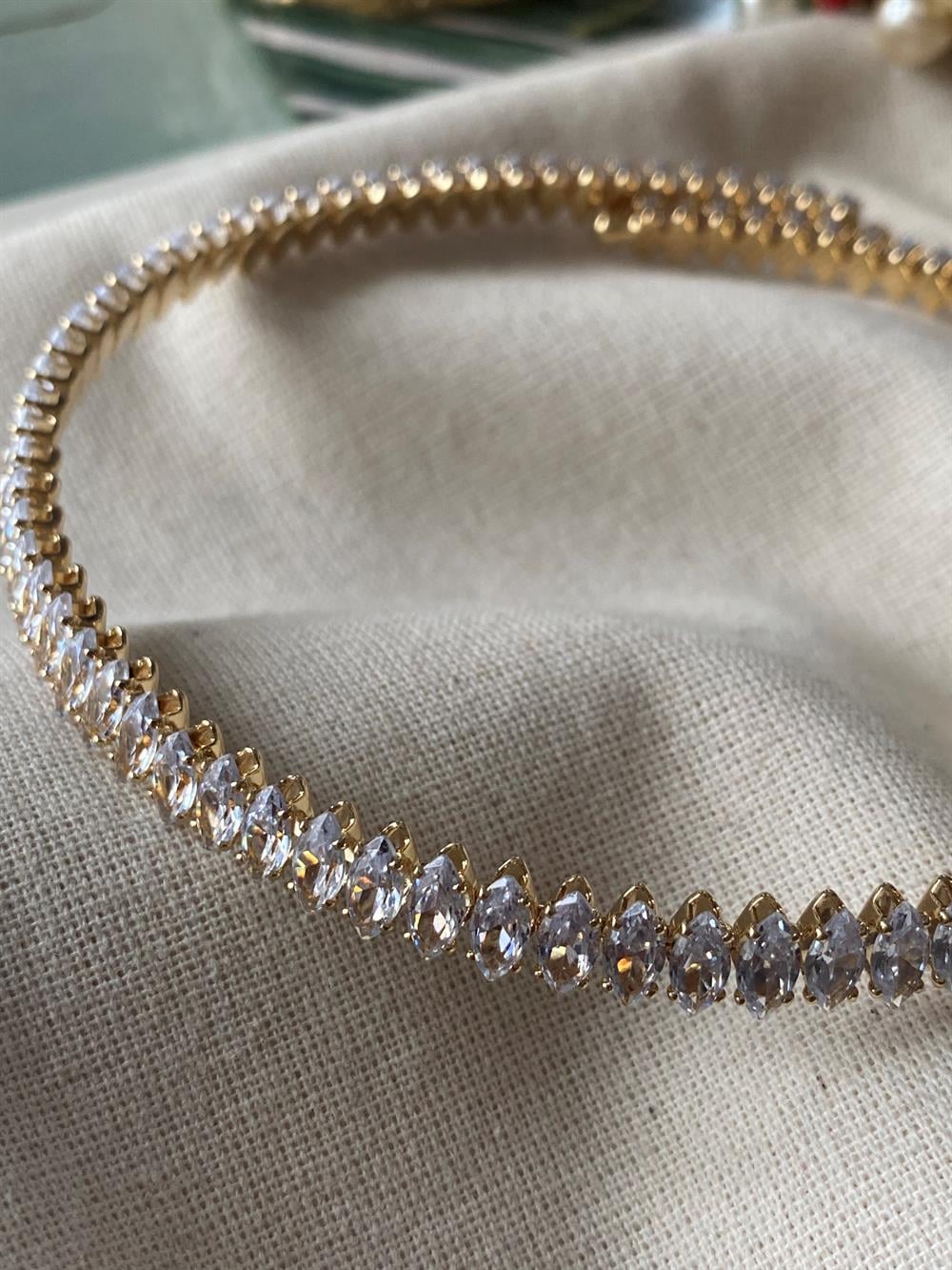 Çelik Damla Suyolu Choker Kolye
