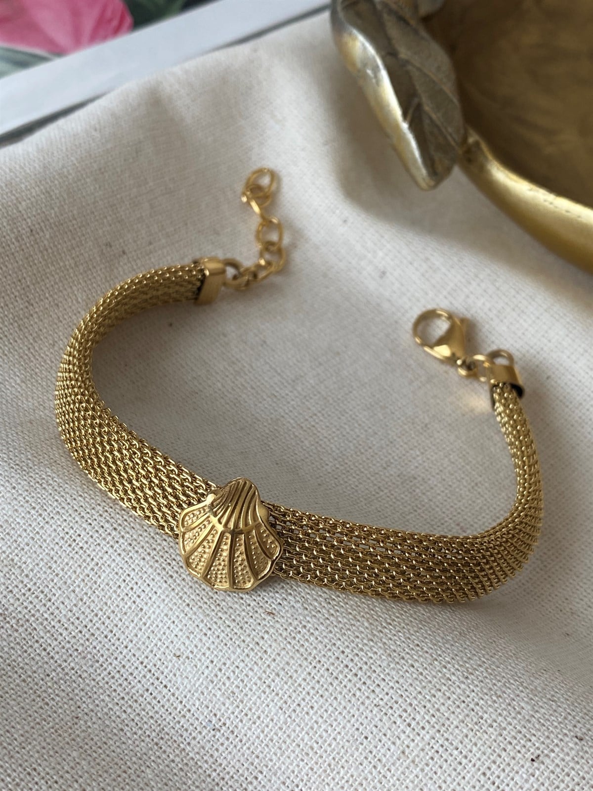 Çelik Deniz Kabuğu Örme Bileklik