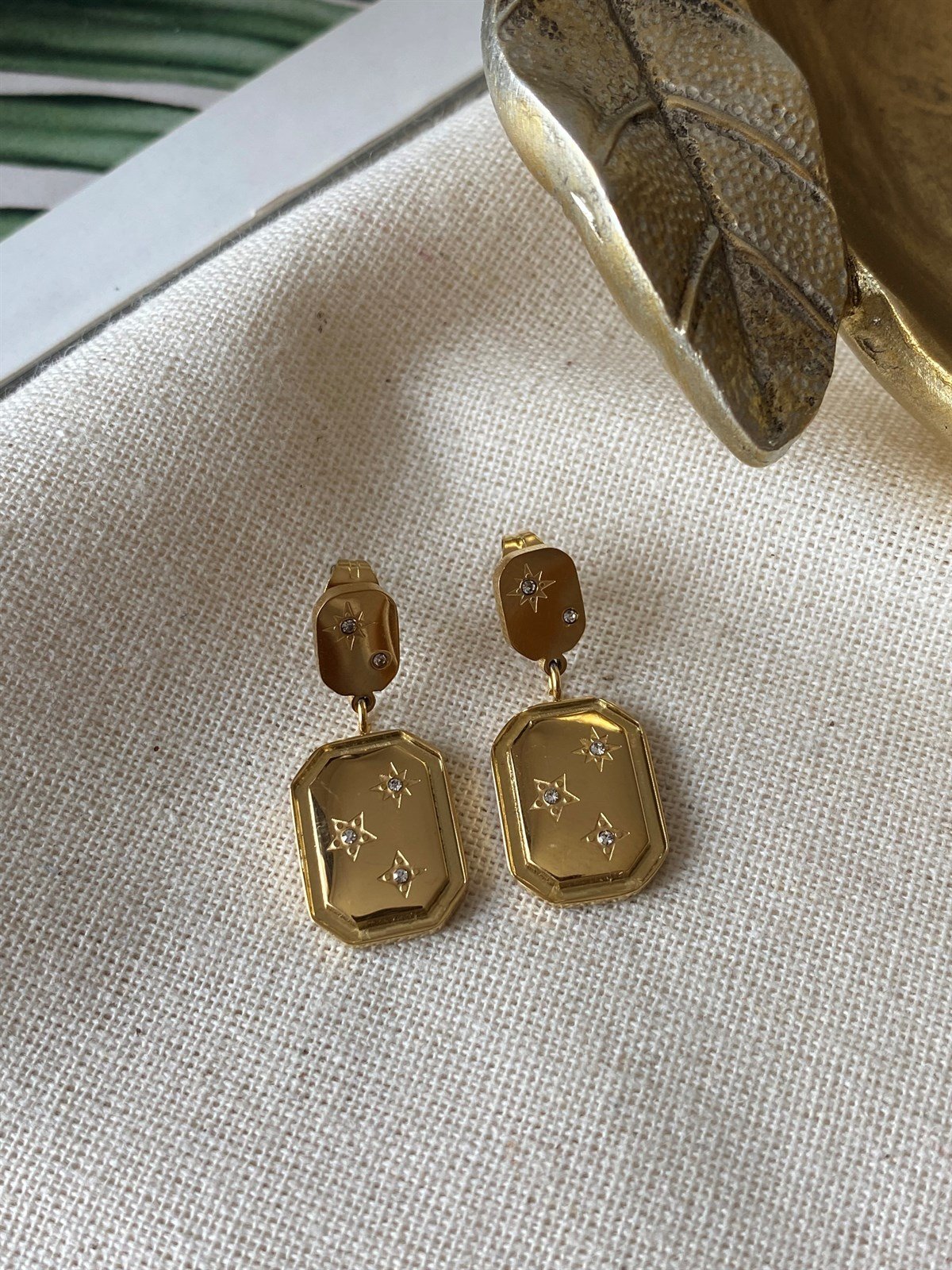 Çelik Dikdörtgen Plaka Küpe