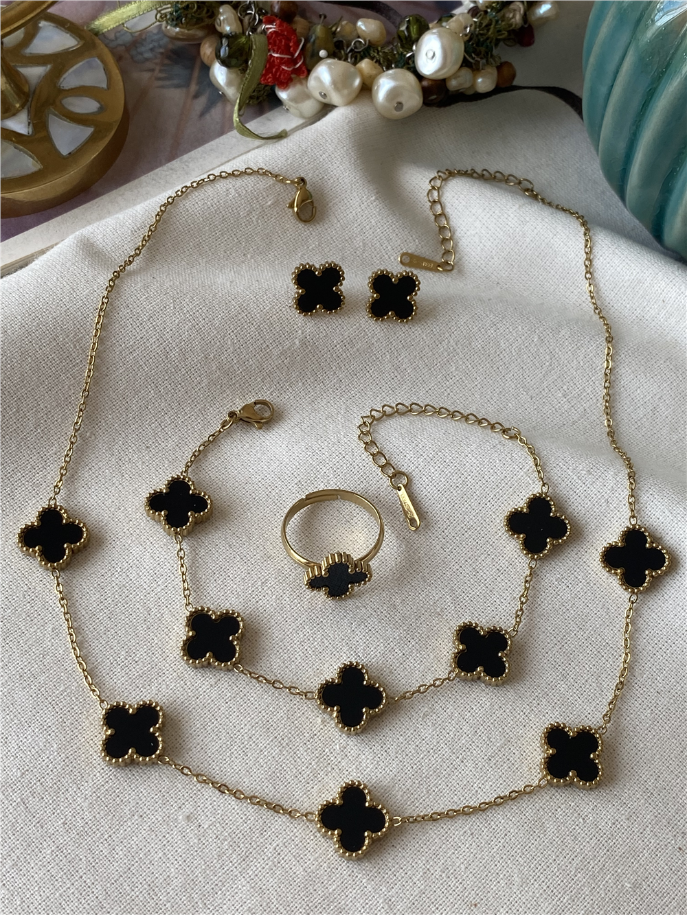 Çelik Dörtlü Siyah Cleef Set