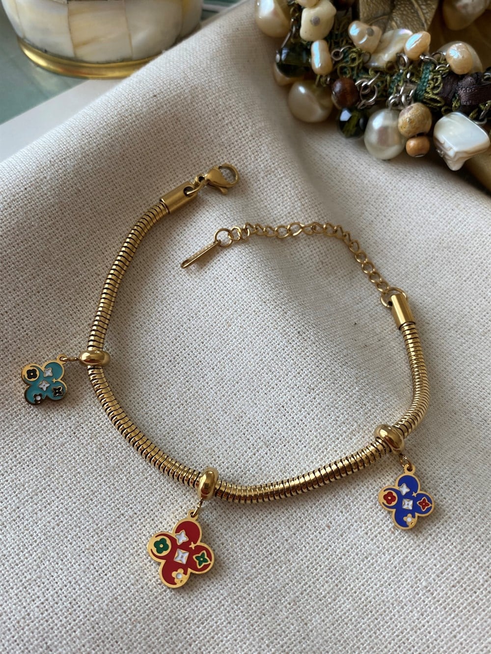 Çelik Etnic Yonca Bileklik