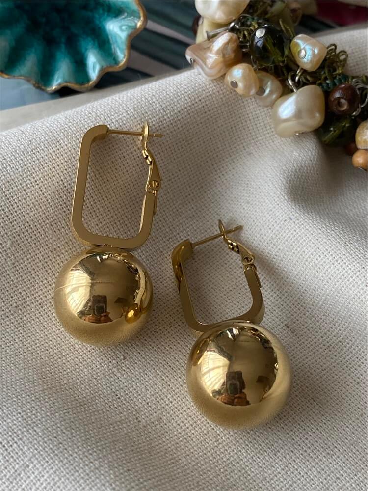 Çelik Gold Big Ball Küpe
