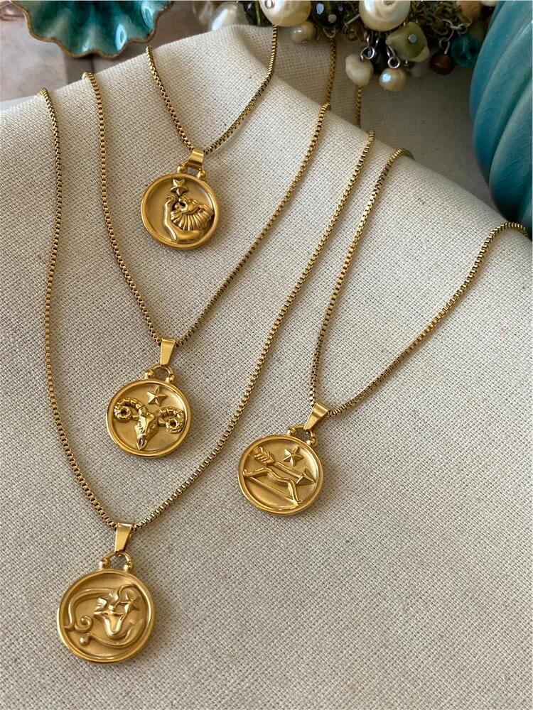 Çelik Gold Burç Kolye