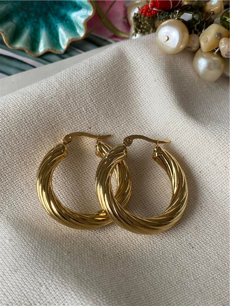 Çelik Gold Burgu Küpe