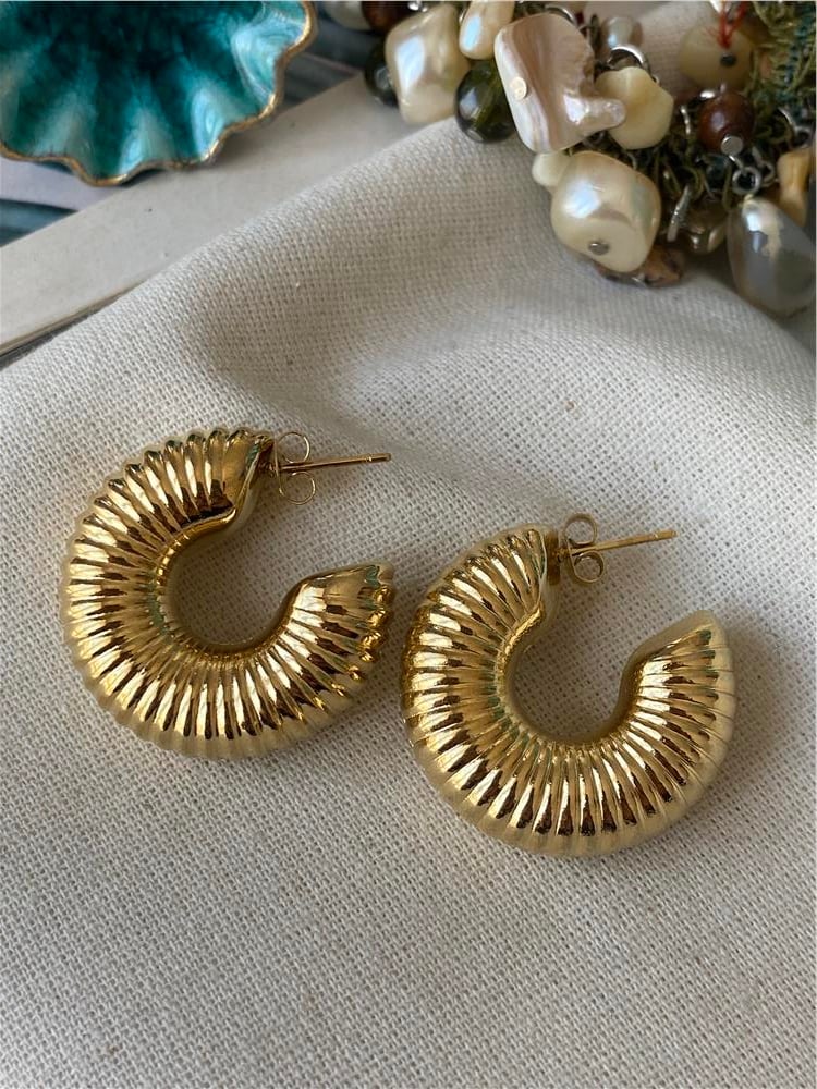 Çelik Gold Donut Küpe