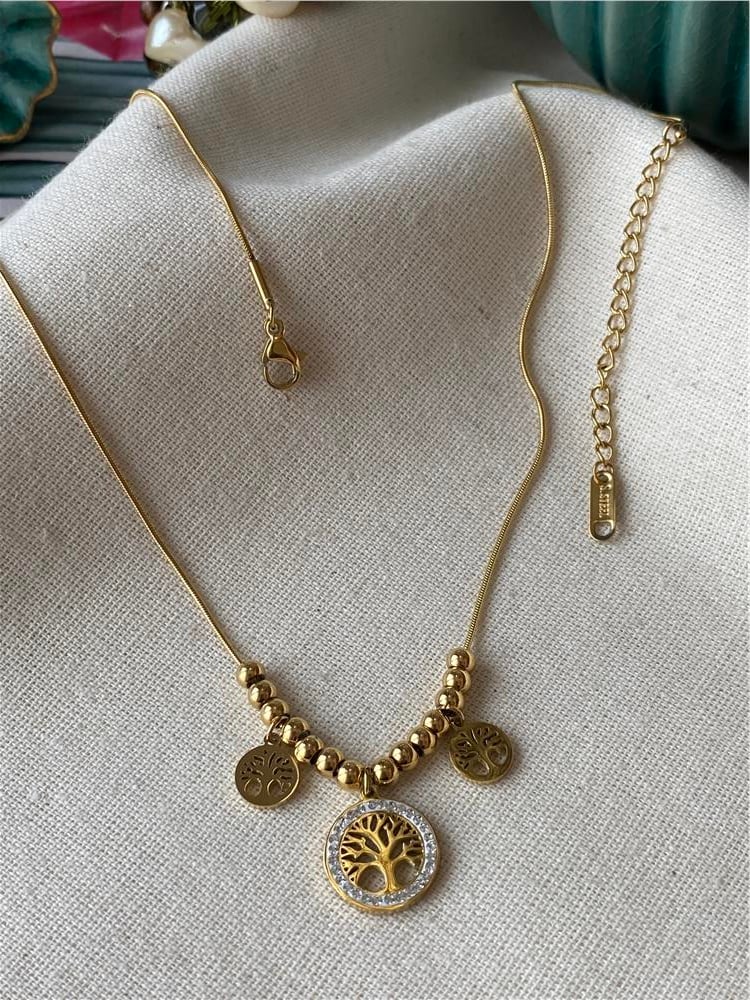 Çelik Gold Dorikalı Hayat Ağacı Kolye