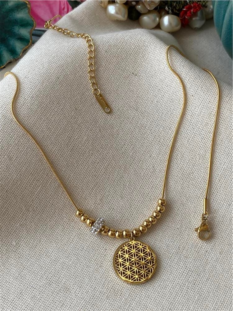 Çelik Gold Dorikalı Yaşam Kolye 