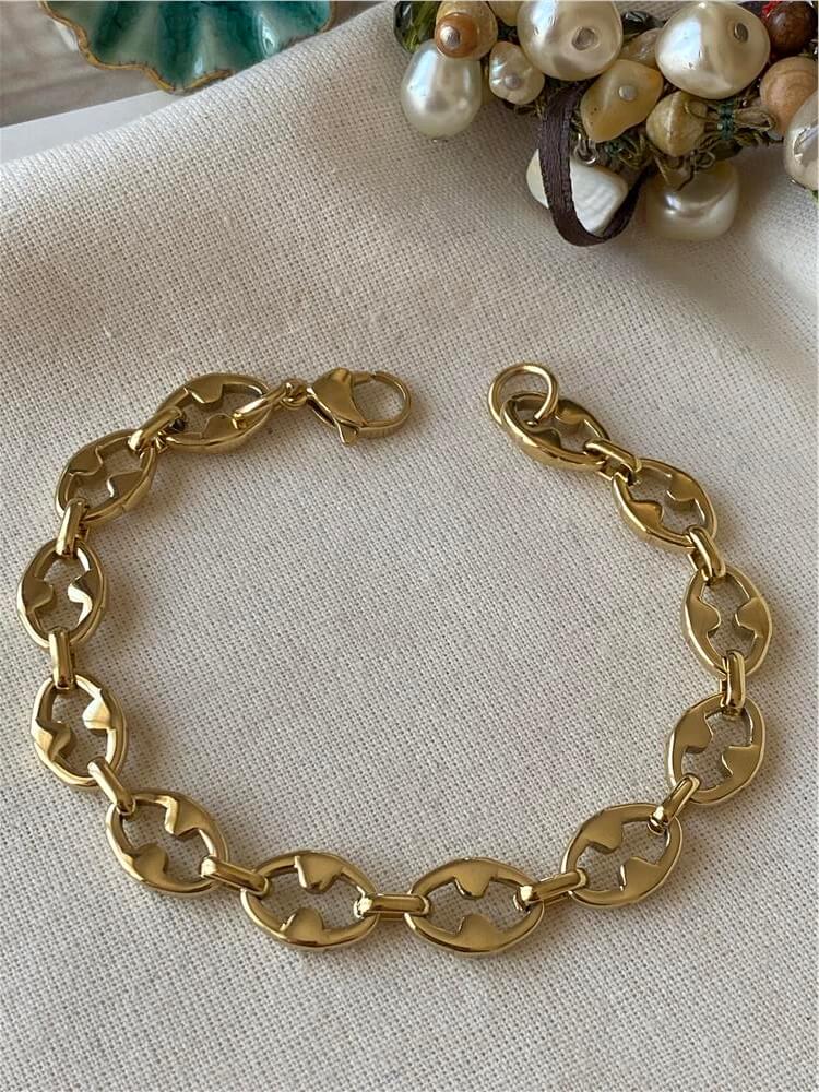 Çelik Gold Düğme Tasarım Bileklik