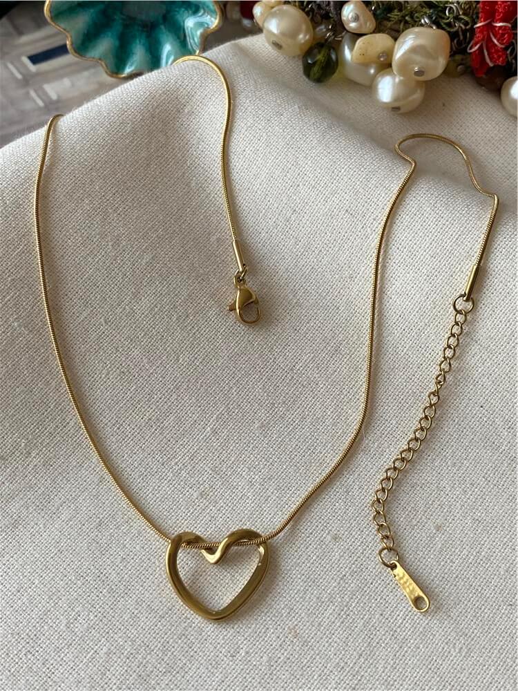 Çelik Gold Düğüm Kalp Kolye