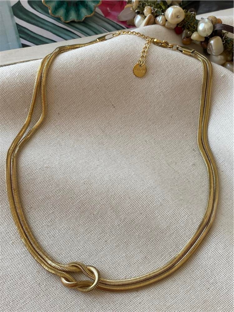 Çelik Gold Düğüm Kolye 