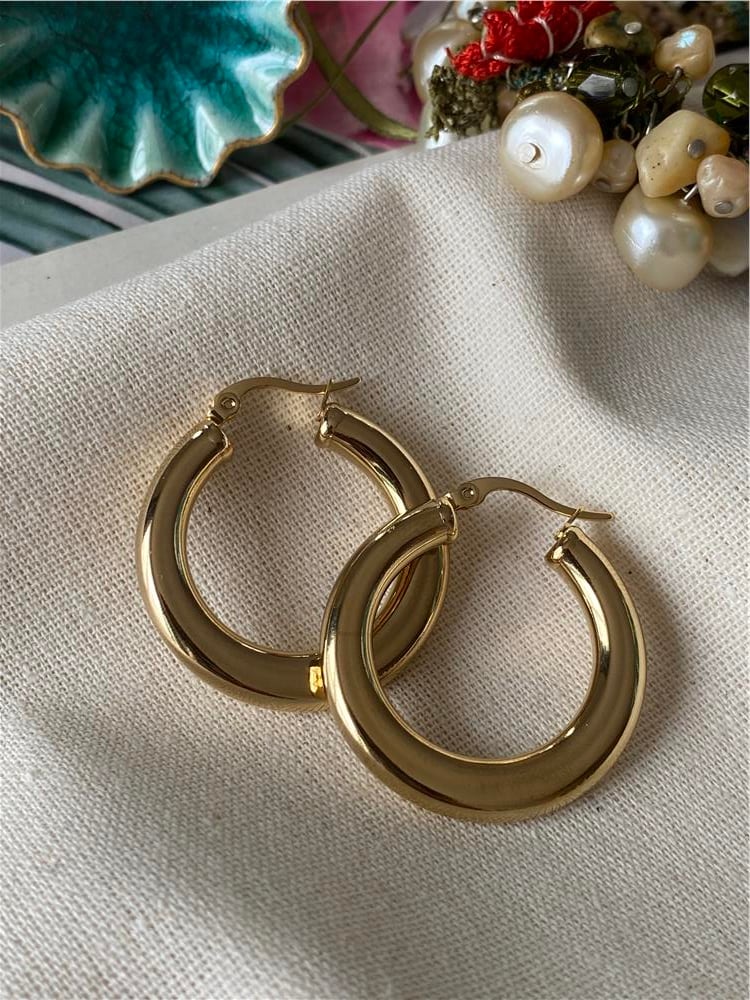 Çelik Gold Halka Küpe
