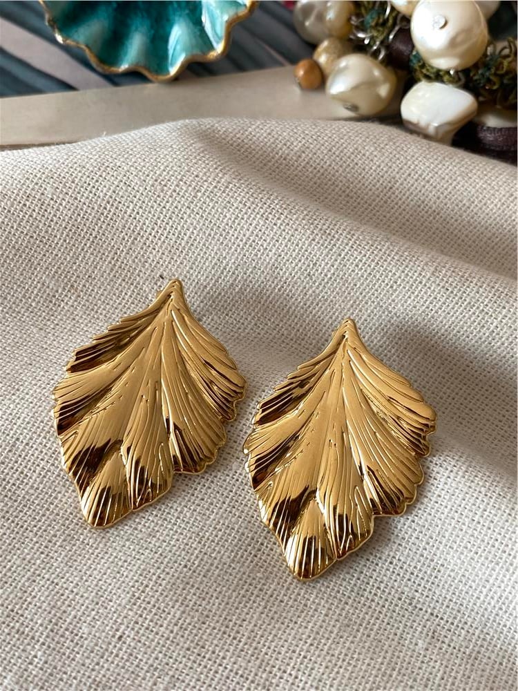 Çelik Gold Leaf Küpe