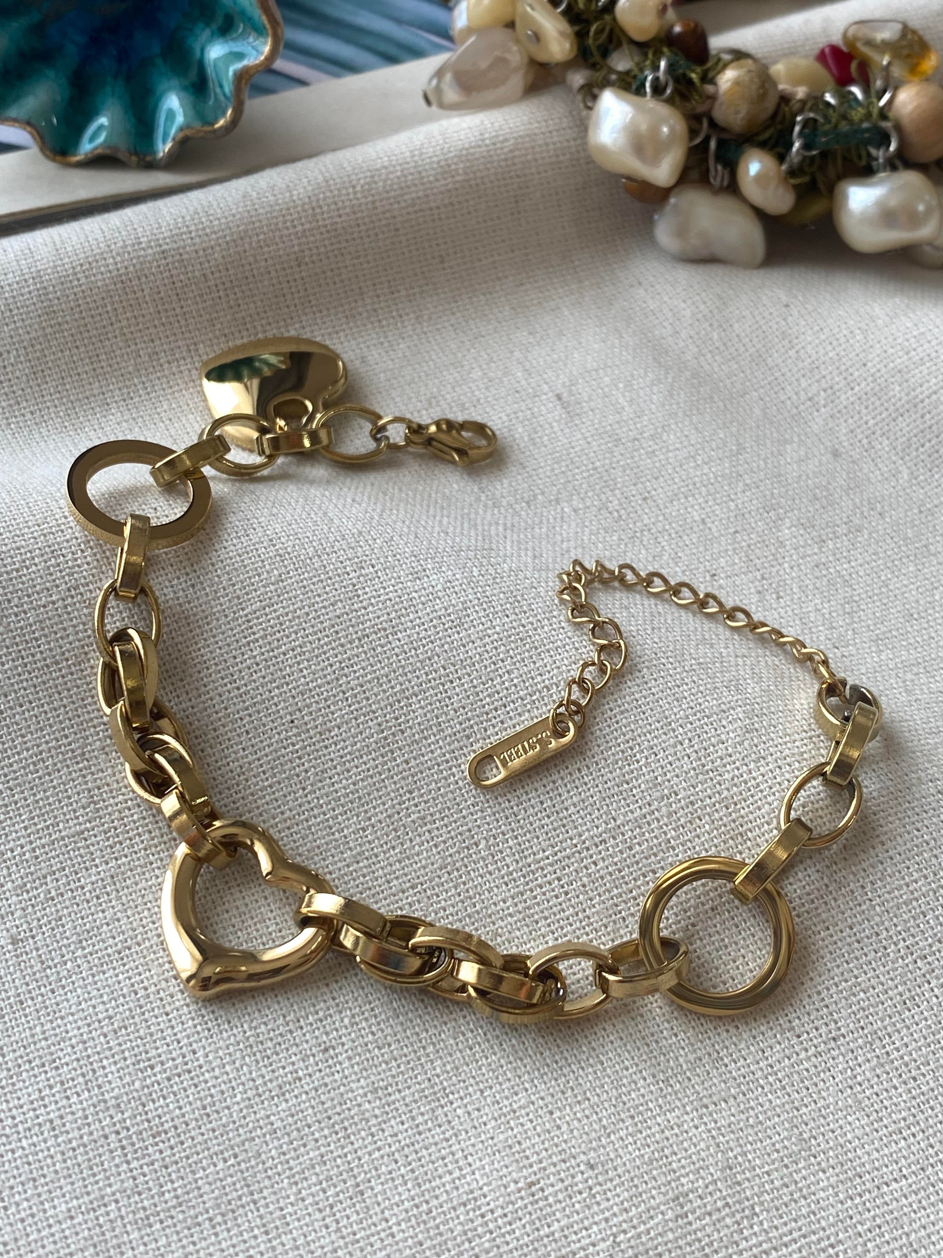 Çelik Gold Love Bileklik