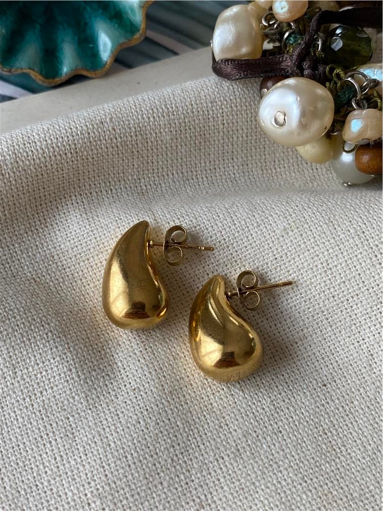 Çelik Gold Minimal Bubble Küpe