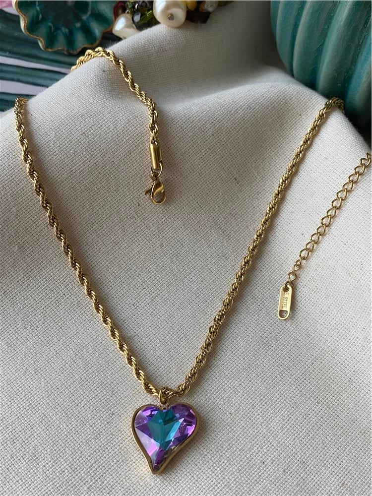 Çelik Gold Neon Burgu Kalp Kolye