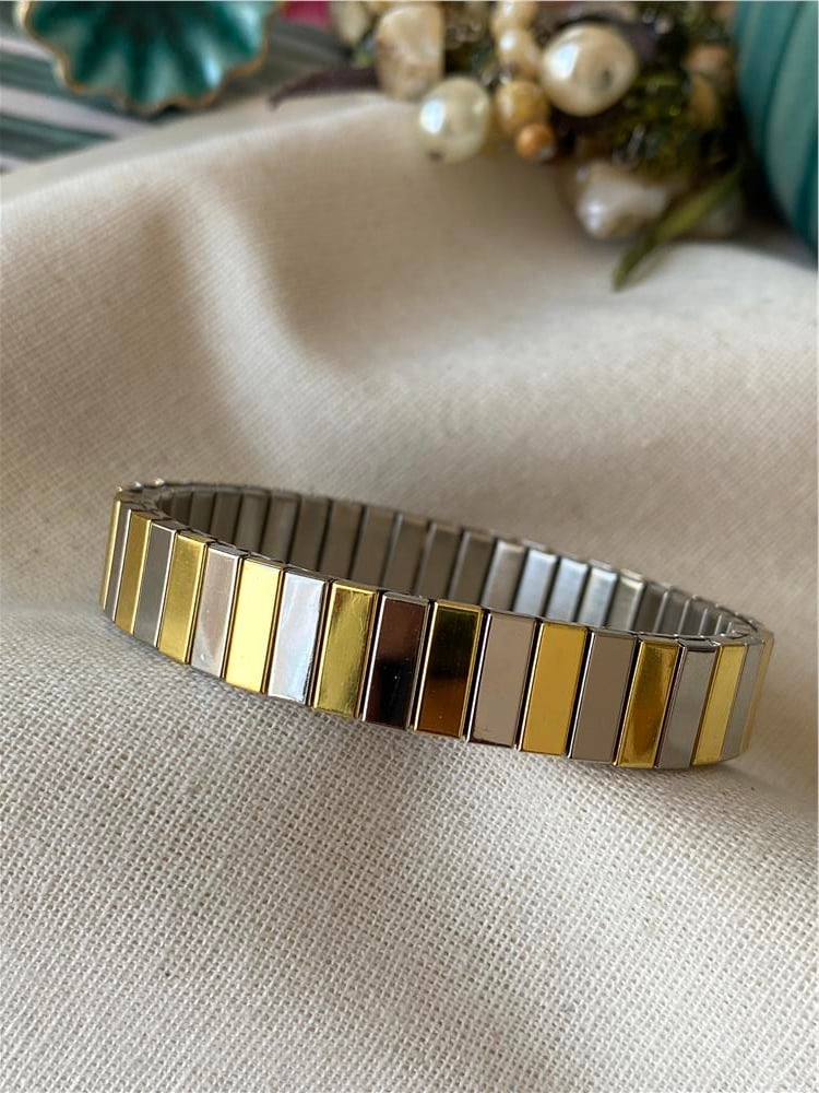 Çelik Gold Silver Esnek Bileklik