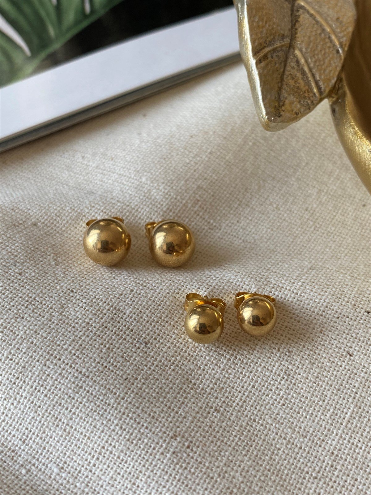 Çelik Gold Top Küpe