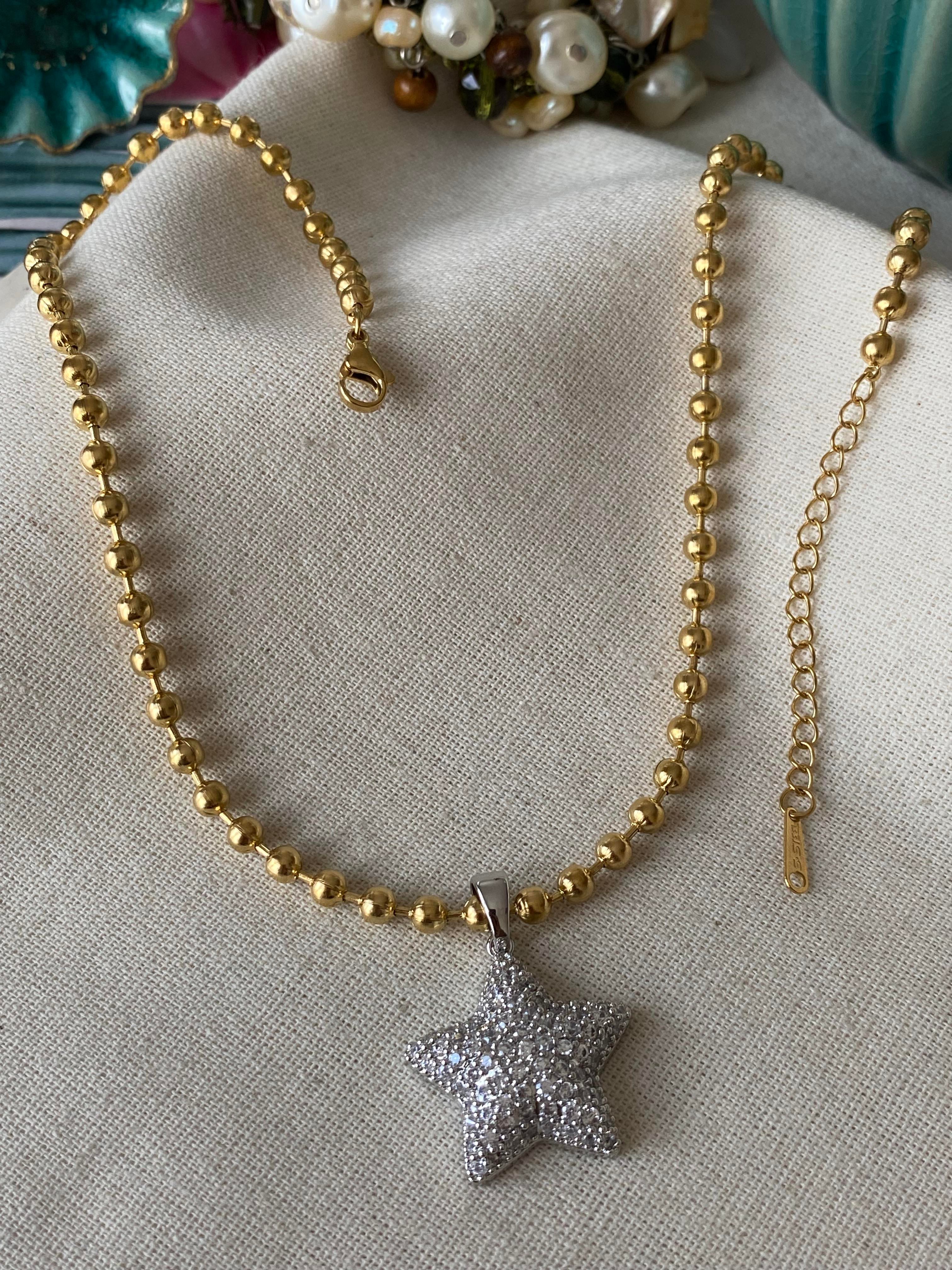 Çelik Gold&Silver Yıldız Kolye