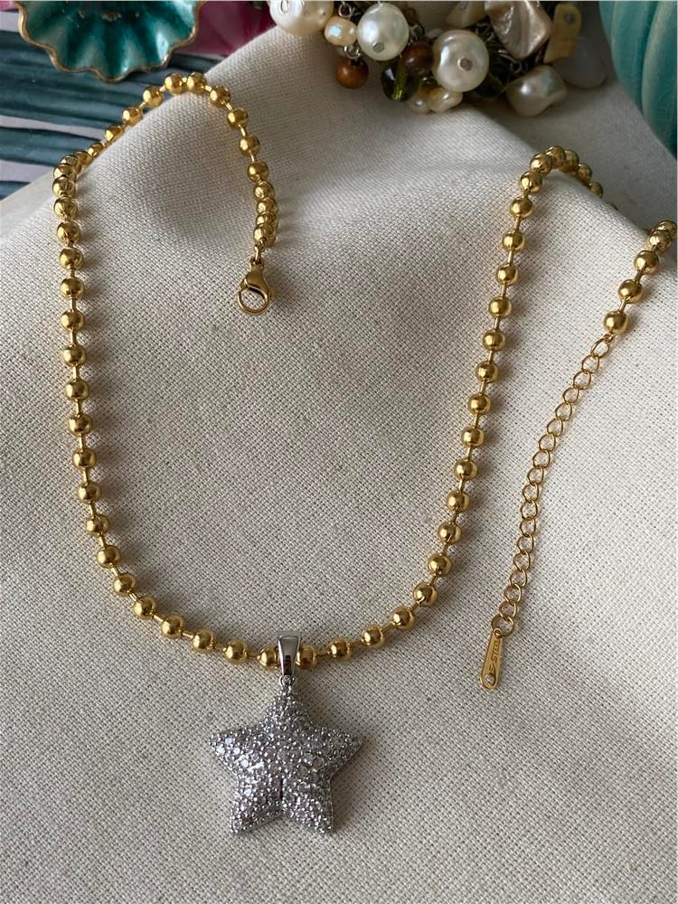 Çelik Gold&Silver Yıldız Kolye