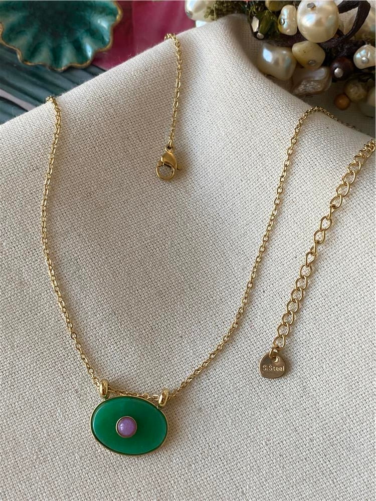 Çelik Green&Purple Kolye