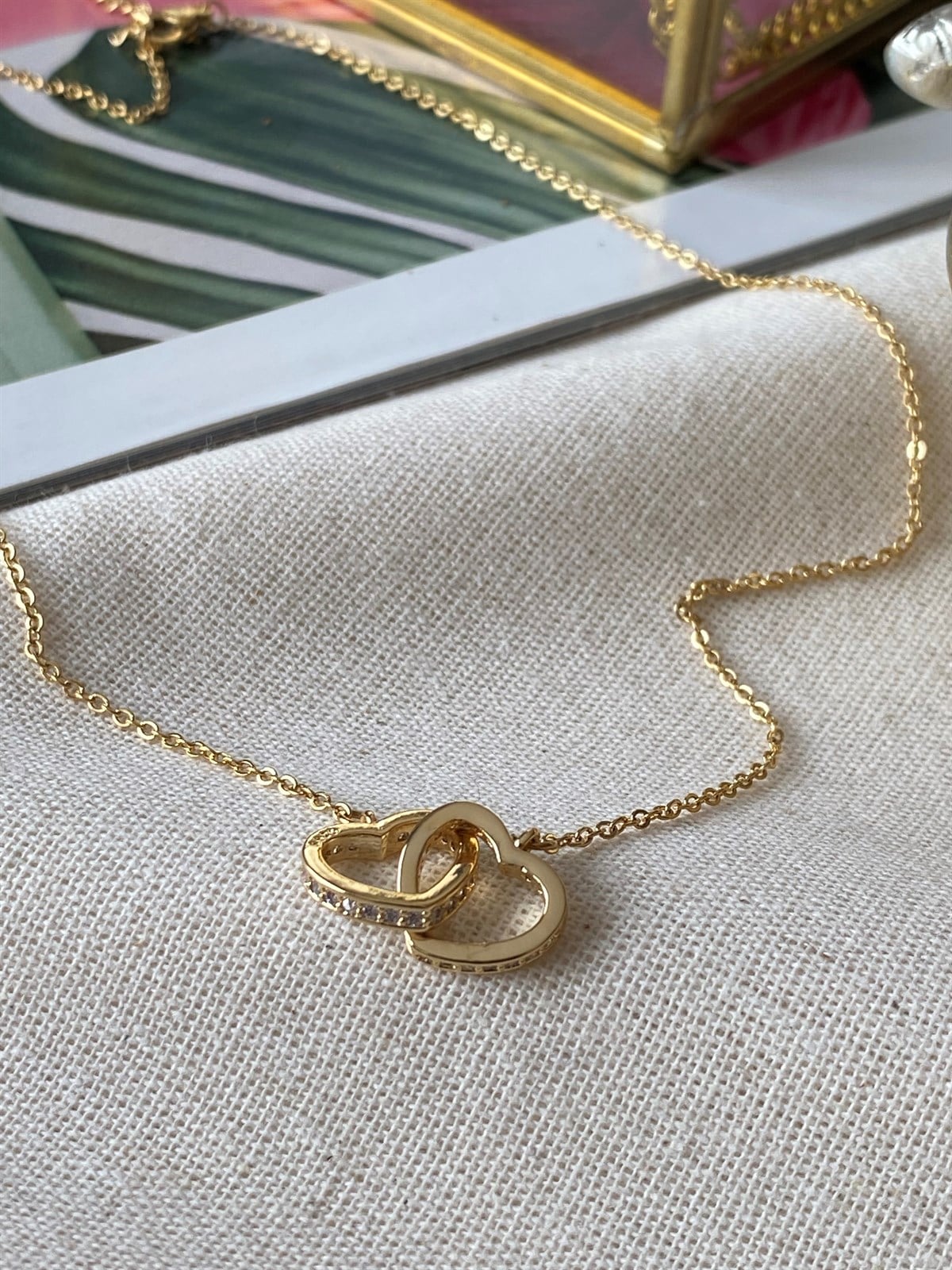 Çelik İçiçe Kalp Kolye